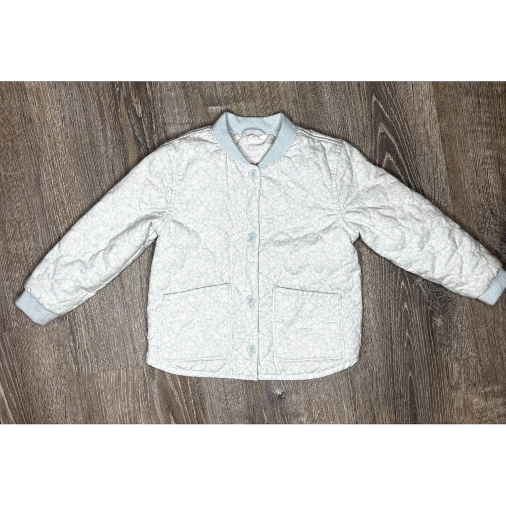 Cat & Jack Toddler Girls Blue White Floral Quilted Coat Jacket Spring Size‎ 4t
